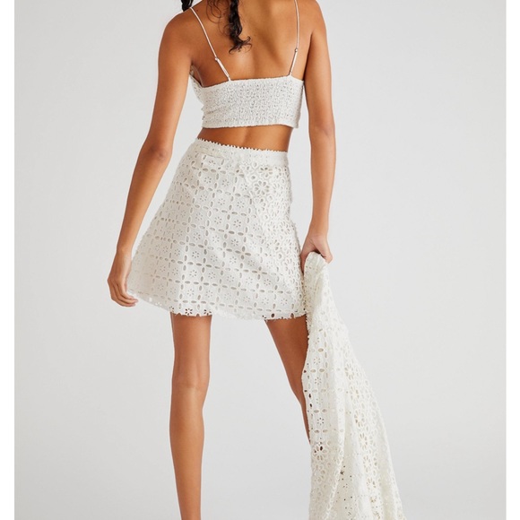 Free People Yesenia Crochet Lace 4 / S Black 3-Pc Bralette Mini Skirt Jacket Set - Picture 10 of 13